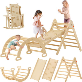 Tiny Land Pikler Triangle folded for storage, space-saving and easy to tuck away.