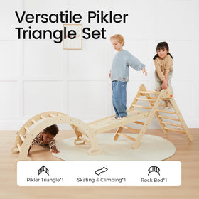 Tiny Land Pikler Triangle open play mode invites climbing and balance in a safe indoor space.