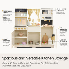 Tiny Land play kitchen oven and cupboards organize pretend baking adventures