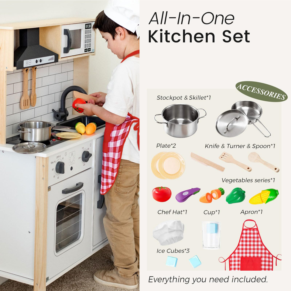 Tiny Land play kitchen oven and microwave simulate real cooking for imaginative play.