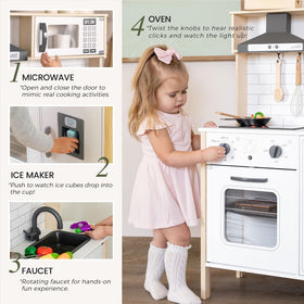 Tiny Land play kitchen sink faucet adds realistic water play for kids.