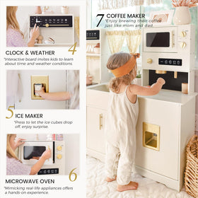Tiny Land play kitchen stove encourages hands-on pretend meals and coordination