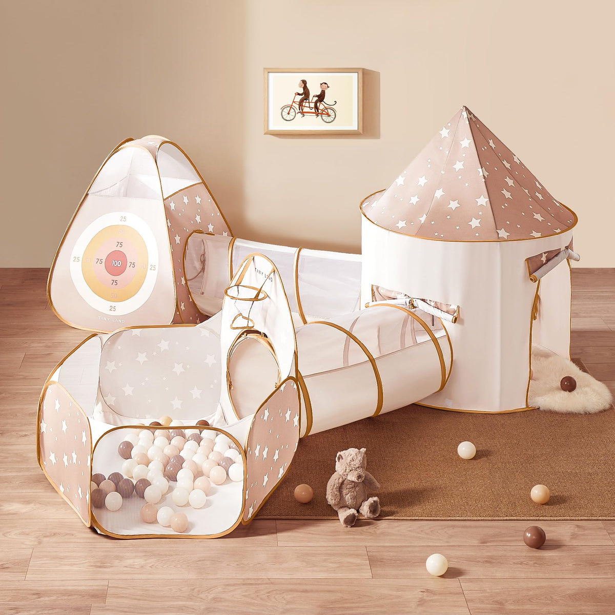 Tiny Land play tunnel and ball pit folded compactly for storage
