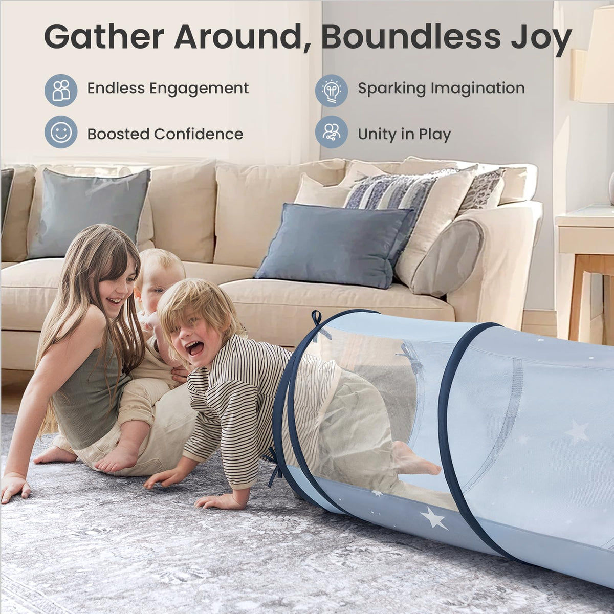 Tiny Land play tunnel blue spacious 69x18 inches for indoor or outdoor fun.