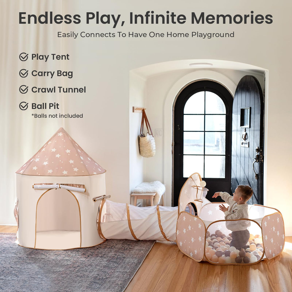 Tiny Land pop-up tent with ball pit supports active toddler play.