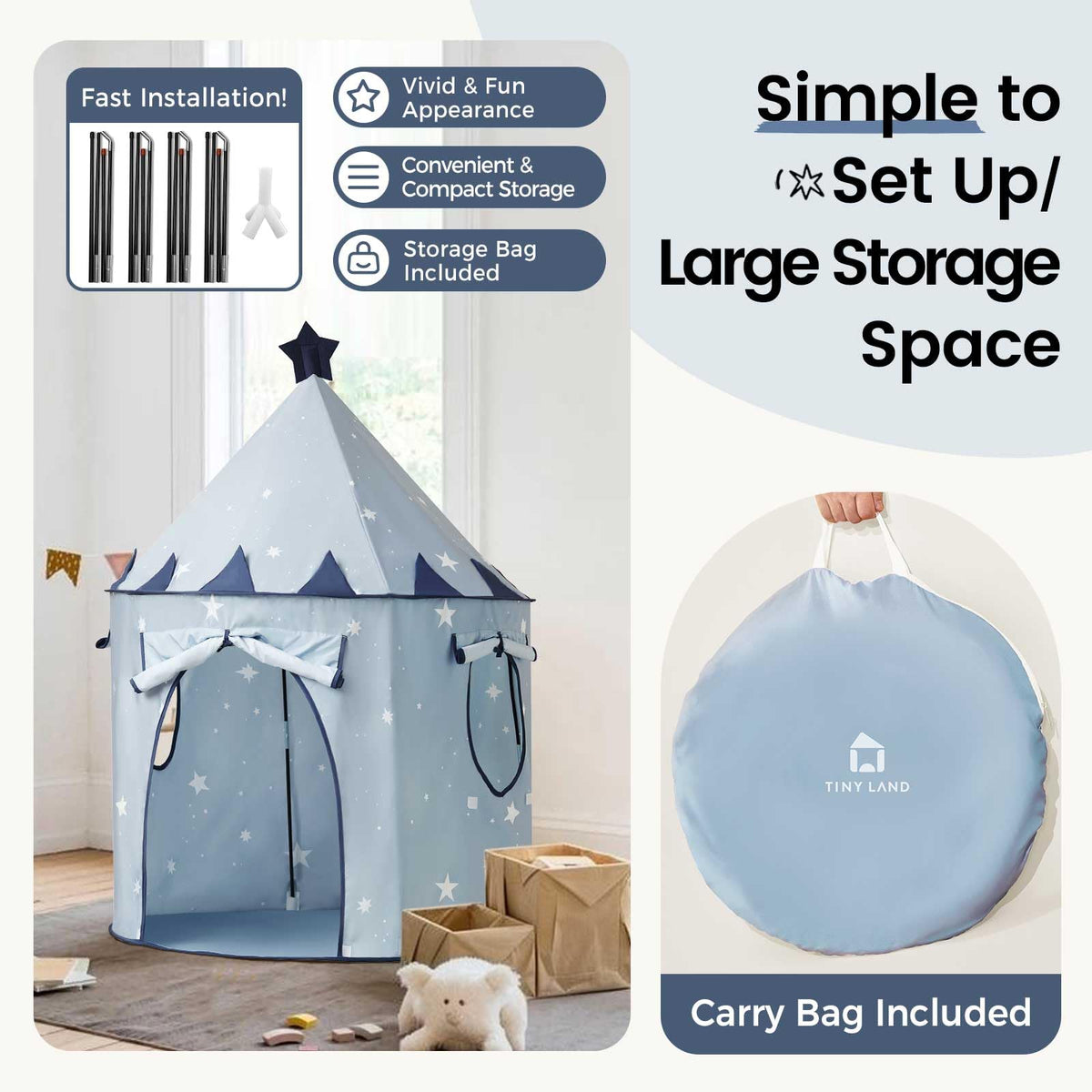 Tiny Land pop-up tent shows quick setup for spontaneous play moments