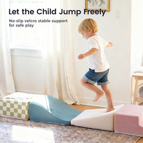Removable fabric cover with hidden zipper for easy cleaning after play.