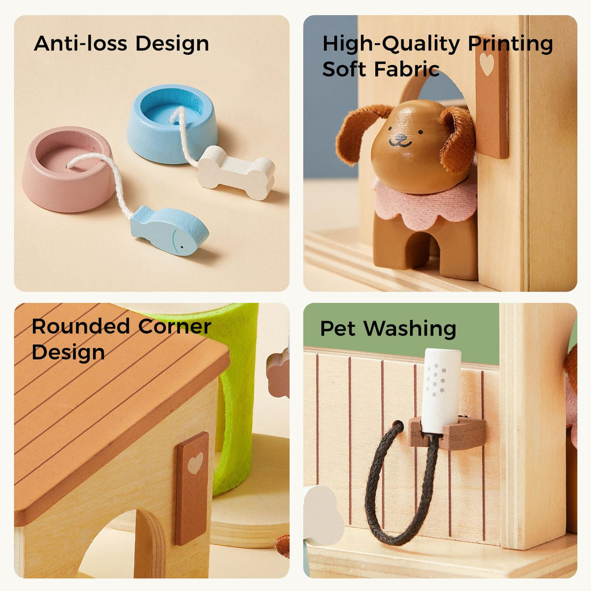 Tiny Land solid wood craftsmanship highlights durable, safe play for kids.