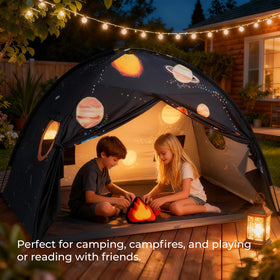Night glow loop on Tiny Land Space Galaxy Bed Tent creates cozy ambiance