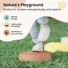 Tiny Land stepping stones balance practice highlighting kid-friendly grip and size