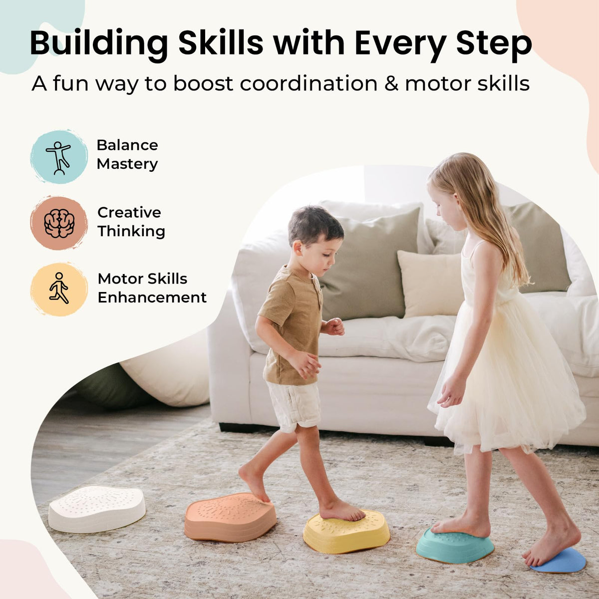 Tiny Land stepping stones indoor outdoor play setup for versatile use in homes and classrooms