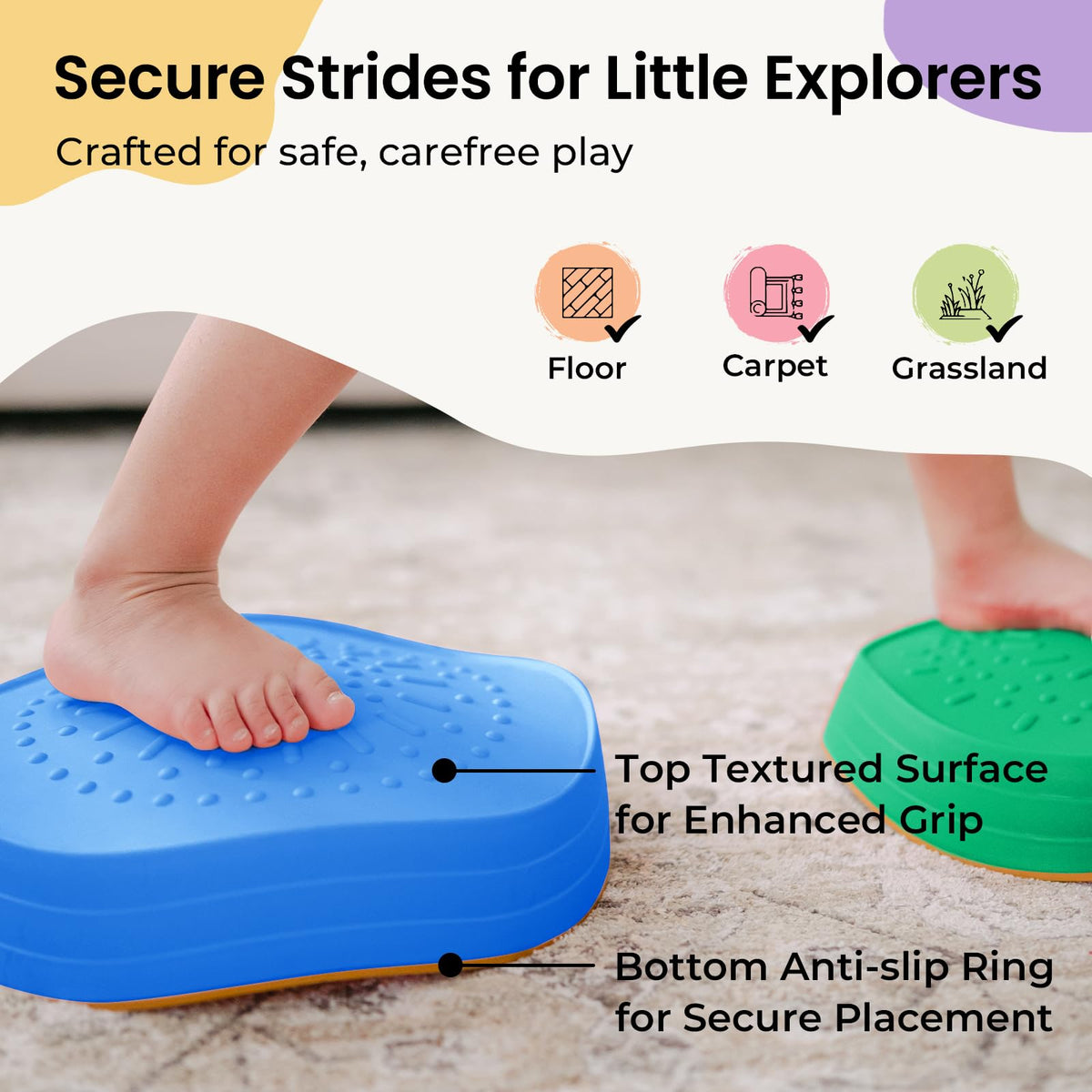 Tiny Land stepping stones are lightweight and durable for easy handling.