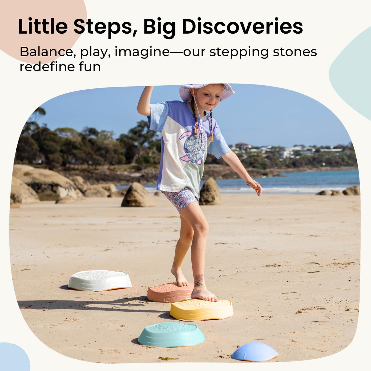 Tiny Land stepping stones non-slip base shown for stable stepping and jumping