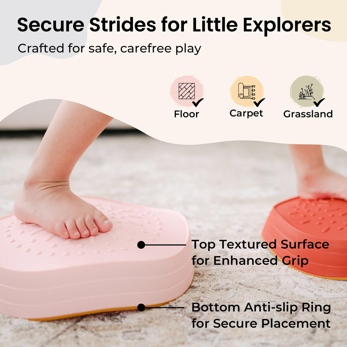 Tiny Land stepping stones with a non slip base for added stability
