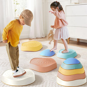 Tiny Land stepping stones set arranged for imaginative balance challenges