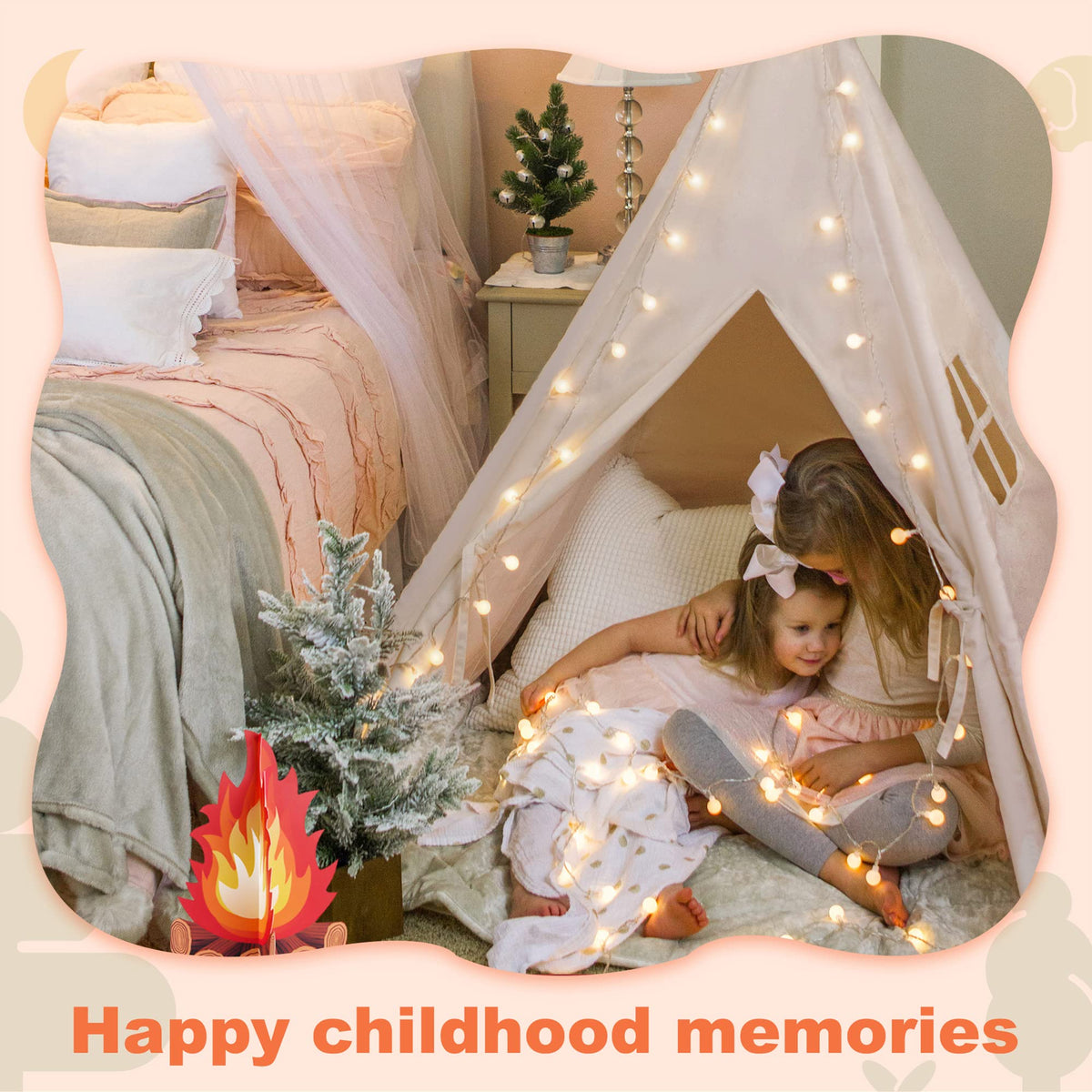 Tiny Land teepee includes a cardboard campfire toy to spark imaginative storytelling.