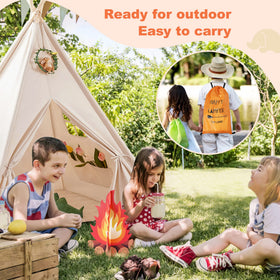 Tiny Land teepee with sturdy pine poles and connectors ensures stable setup.