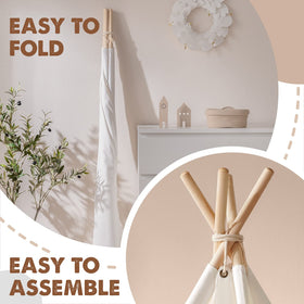Tiny Land Teepee Tent cotton canvas detail emphasizes thick material for a premium play space.