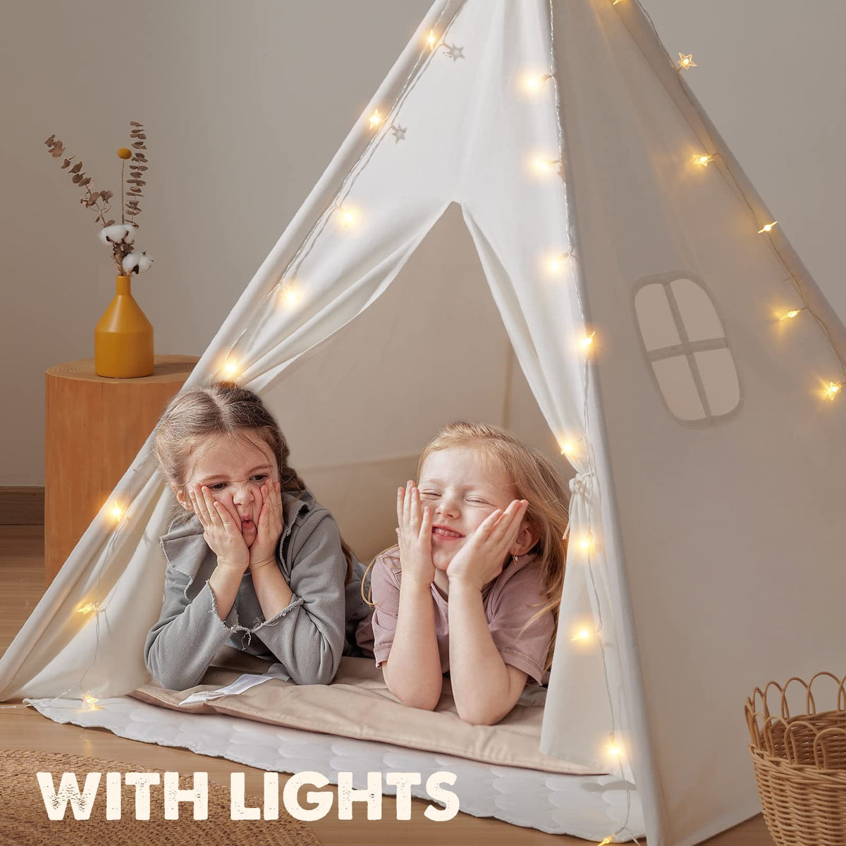 Tiny Land Teepee Tent padded non-slip mat keeps little ones stable during activities.