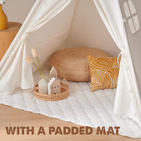 Tiny Land Teepee Tent star lights inside provide a gentle glow for bedtime stories.
