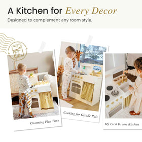 Tiny Land Toddler Kitchen Playset - clicking knobs invite interactive pretend cooking.