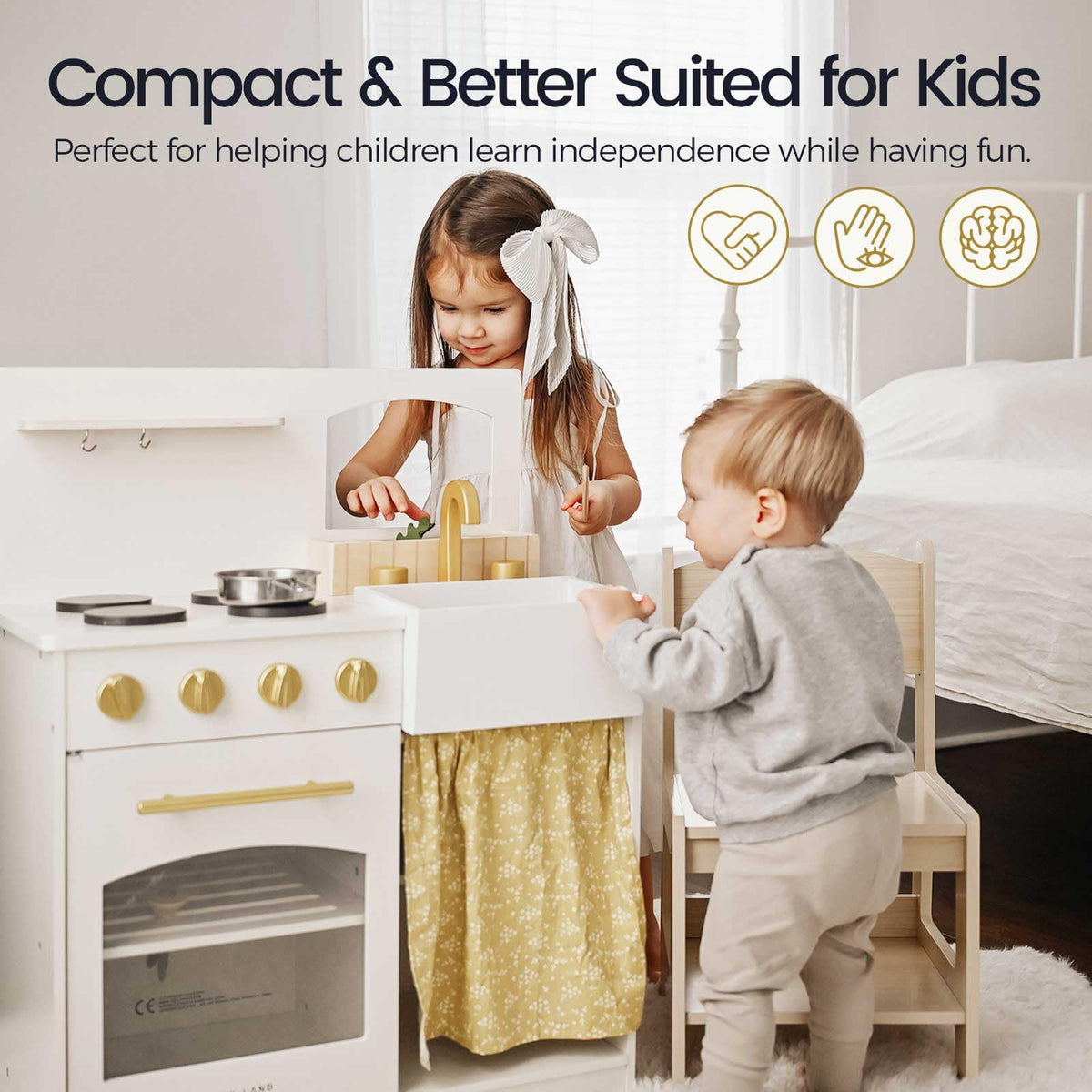 Tiny Land Toddler Kitchen Playset - cookware set adds authentic cooking visuals.