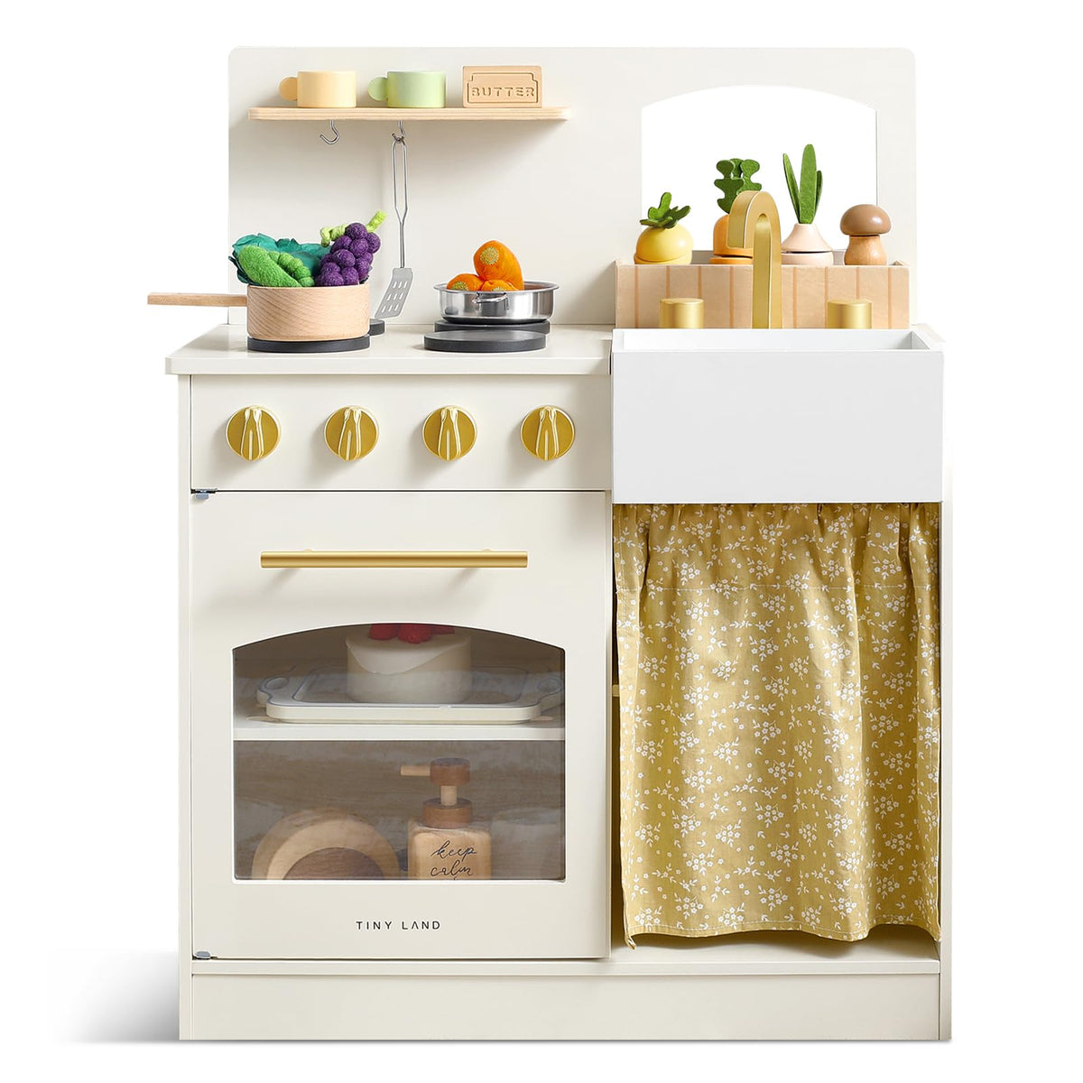 Tiny Land Toddler Kitchen Playset - oven area for imaginative pretend meals.