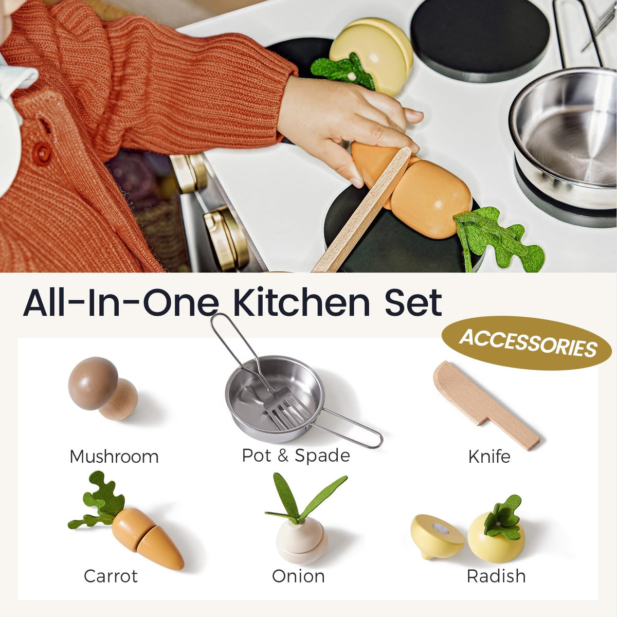 Tiny Land Toddler Kitchen Playset - sink area encourages washing and cleanup play.