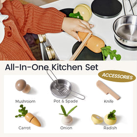 Tiny Land Toddler Kitchen Playset - sink area encourages washing and cleanup play.