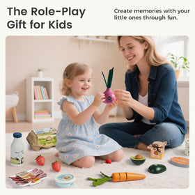 Tiny Land wooden dairy set butter pat aids spreading during pretend meals