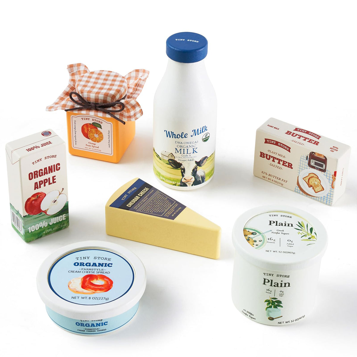 Tiny Land wooden dairy set milk bottle for imaginative play and fine motor practice
