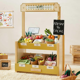 Tiny Land wooden play store cash register for realistic checkout play.