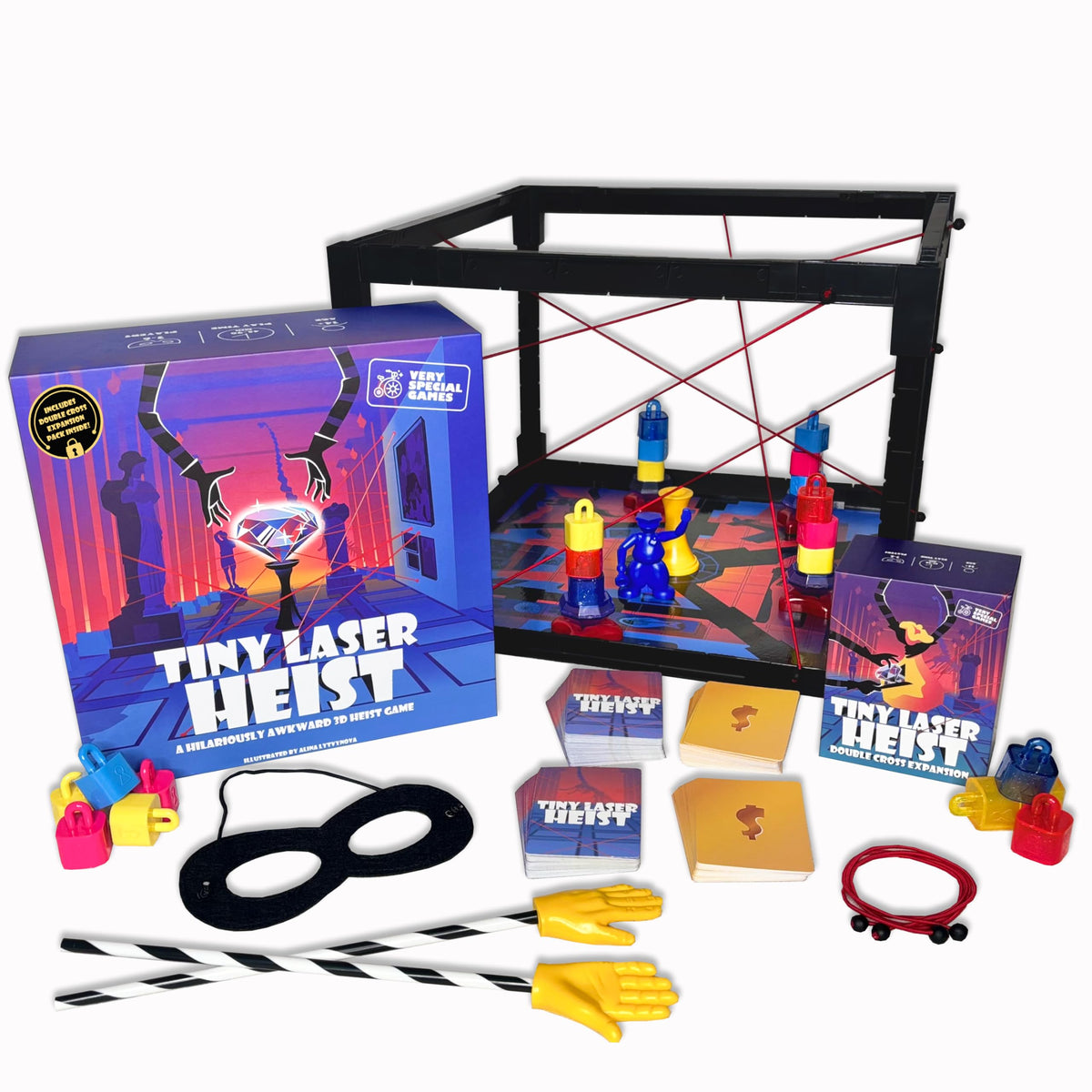 Tiny Laser Heist game box front ready for quick family game night.