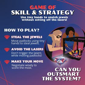 Tiny Laser Heist laser frame setup highlighting strategic play and quick thinking.