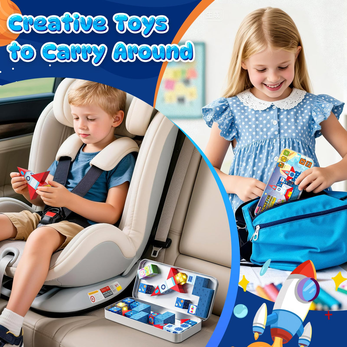 TinyTrek tiles stick to refrigerators, enabling quick, on-surface STEM sessions
