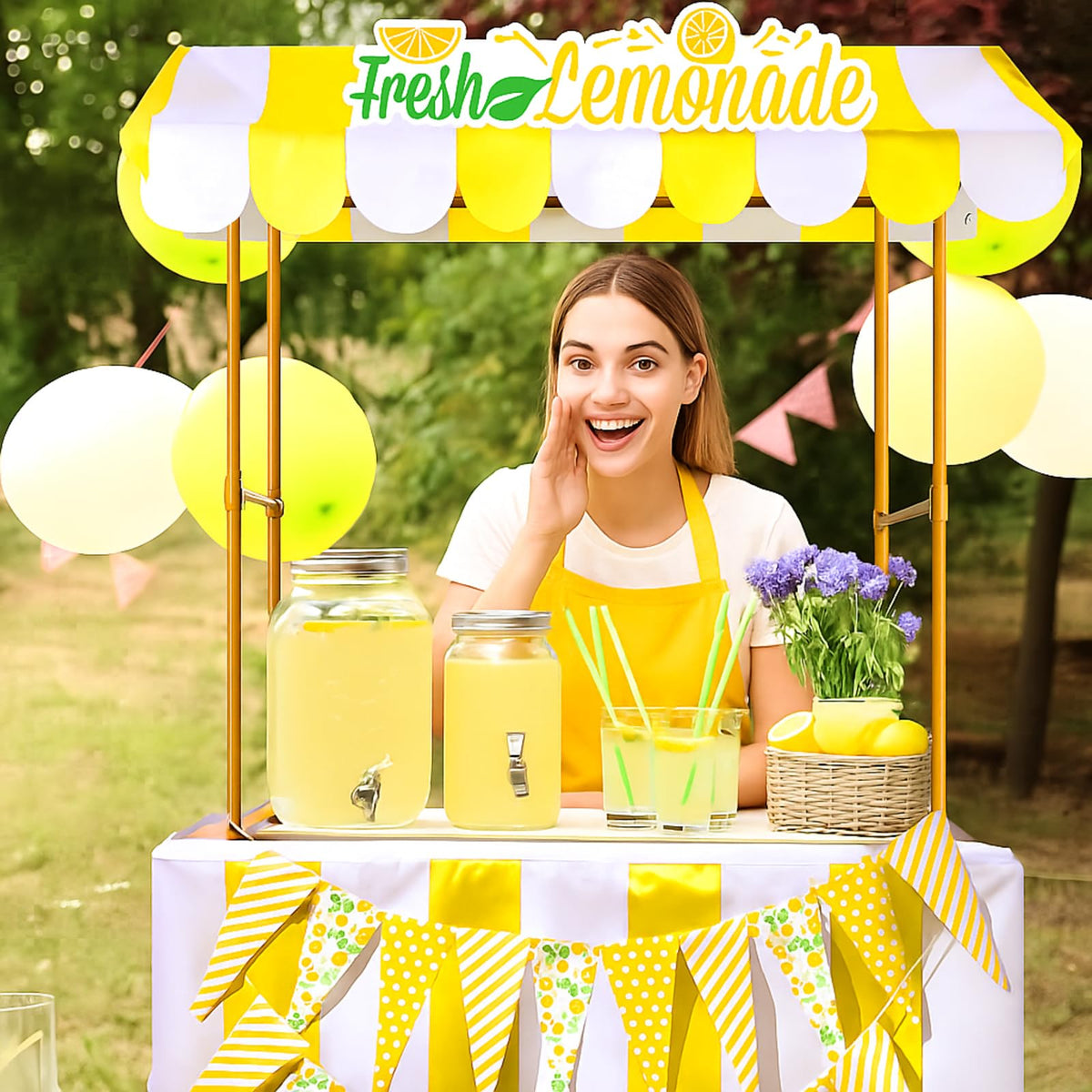 Tioncy Lemon Table Skirt dresses tables with citrus charm.