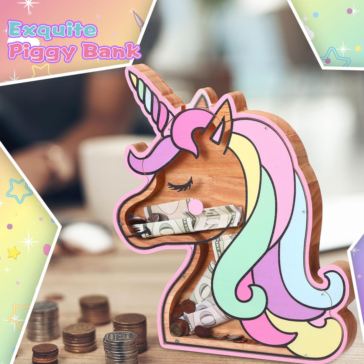 Tioncy unicorn piggy bank as festive decor and gift idea