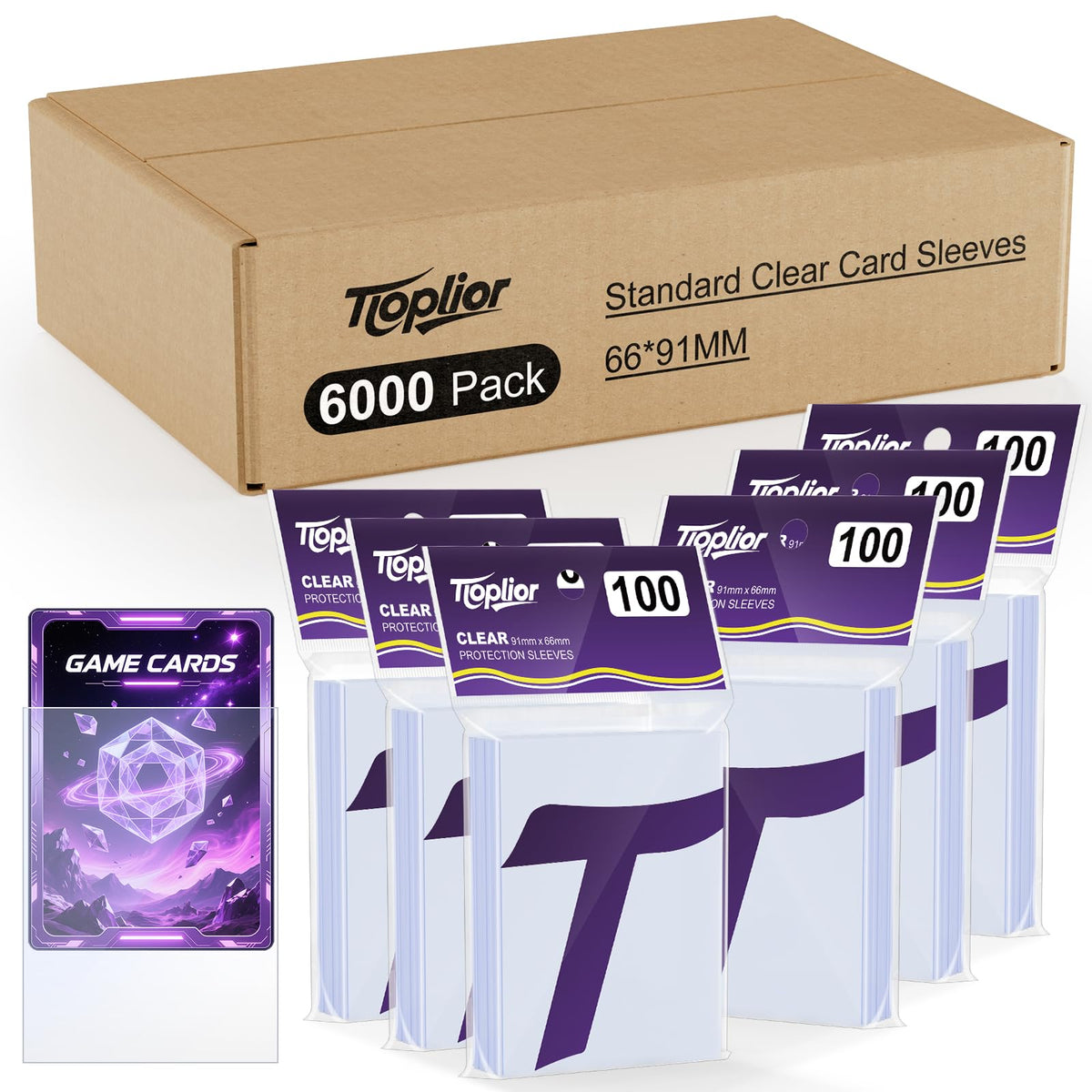 TiopLior 6000ct card sleeves pack protects and organizes MTG, TCG, and sports cards.