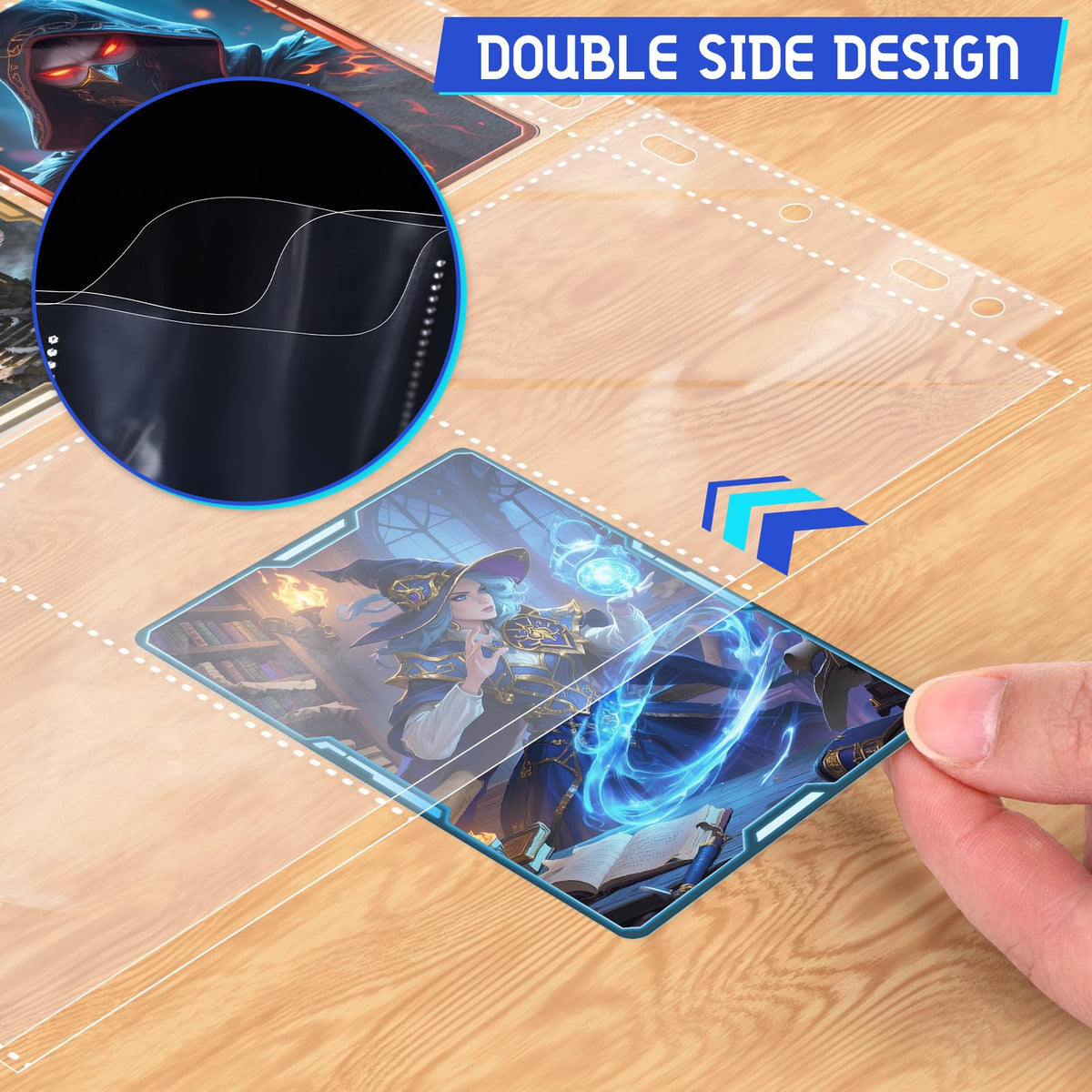 TiopLior double-sided binder pages with 11-hole compatibility for secure binder attachment.