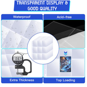 TiopLior polypropylene sleeves shown up close, waterproof and dustproof protection for cards.