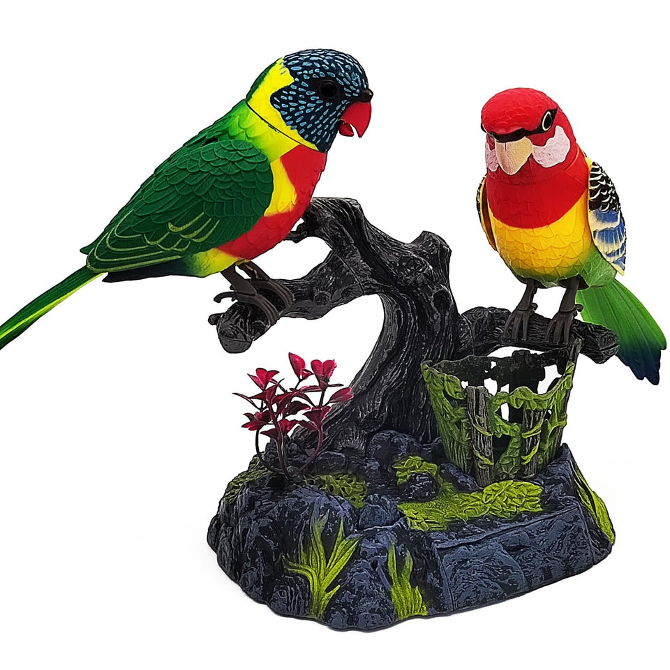 Tipmant realistic parrot perched on a branch for playful desk decor