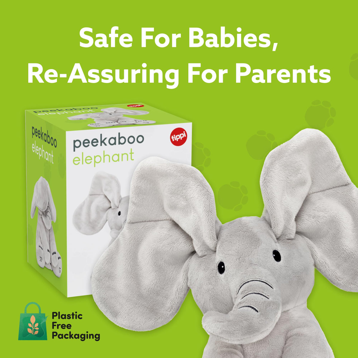 Tippi Peek-a-Boo Elephant makes a comforting cuddle companion for babies