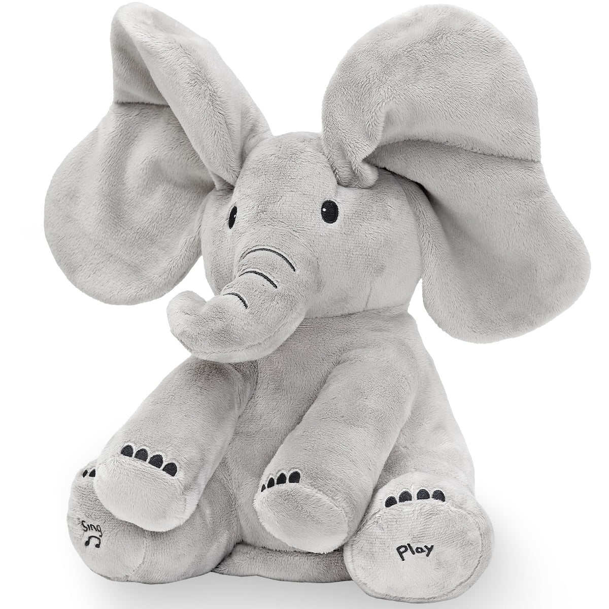 Tippi Peek-a-Boo Elephant toy face close-up invites interactive baby play