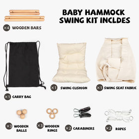 Tislly swing with 5-point safety belt, cream, designed for secure play.