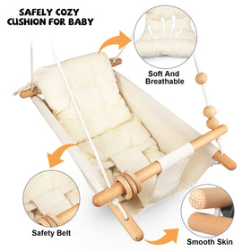 Tislly baby swing with cradle mode, cream finish, supports early bonding moments.