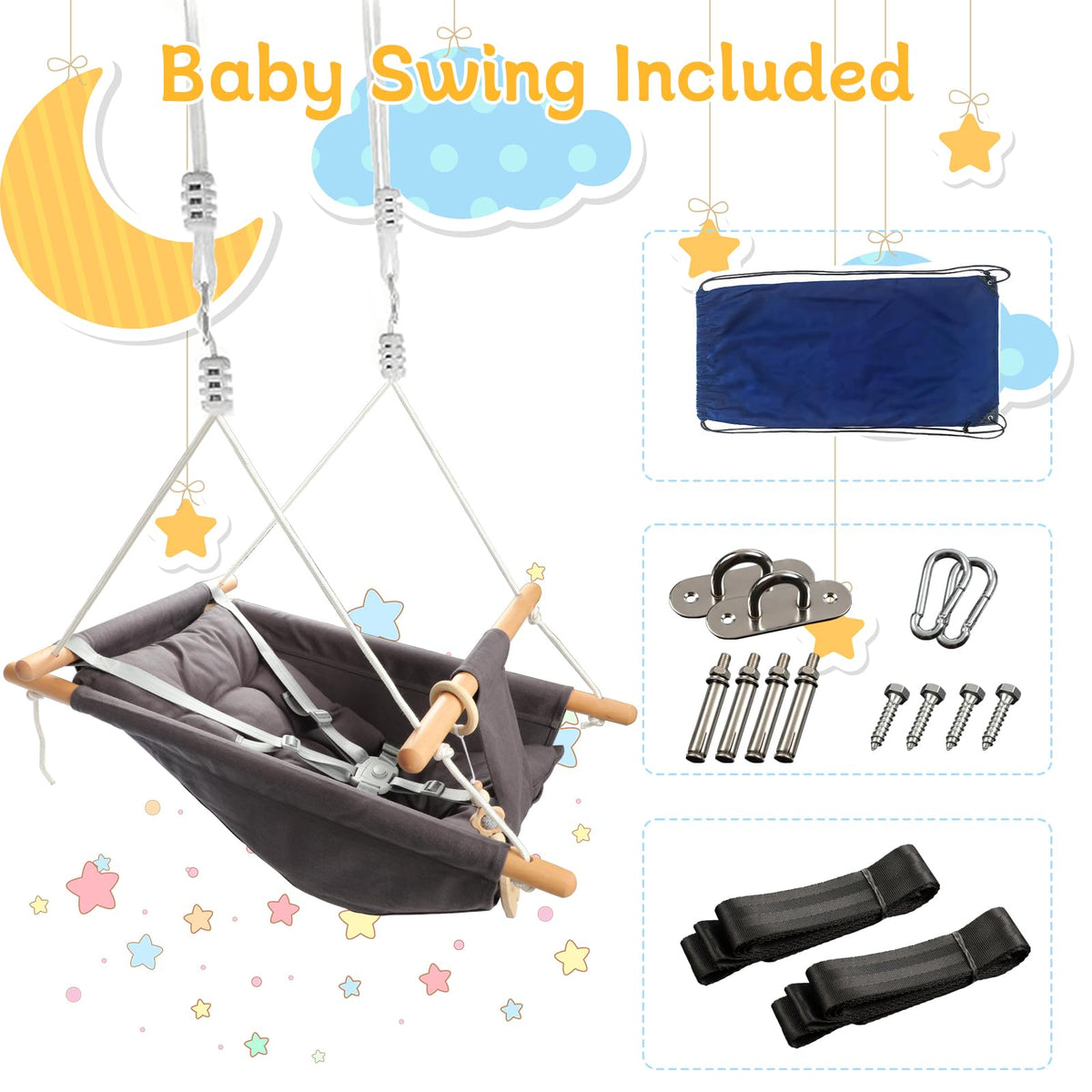 Tislly baby swing height adjustment enables personalized positioning