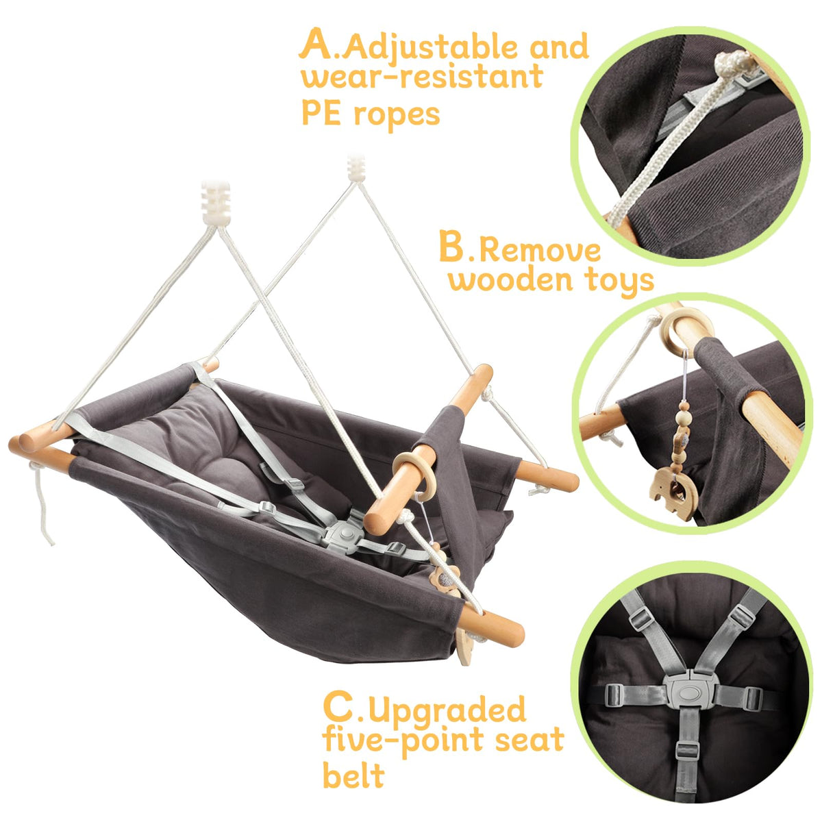 Tislly baby swing premium materials offer breathable comfort