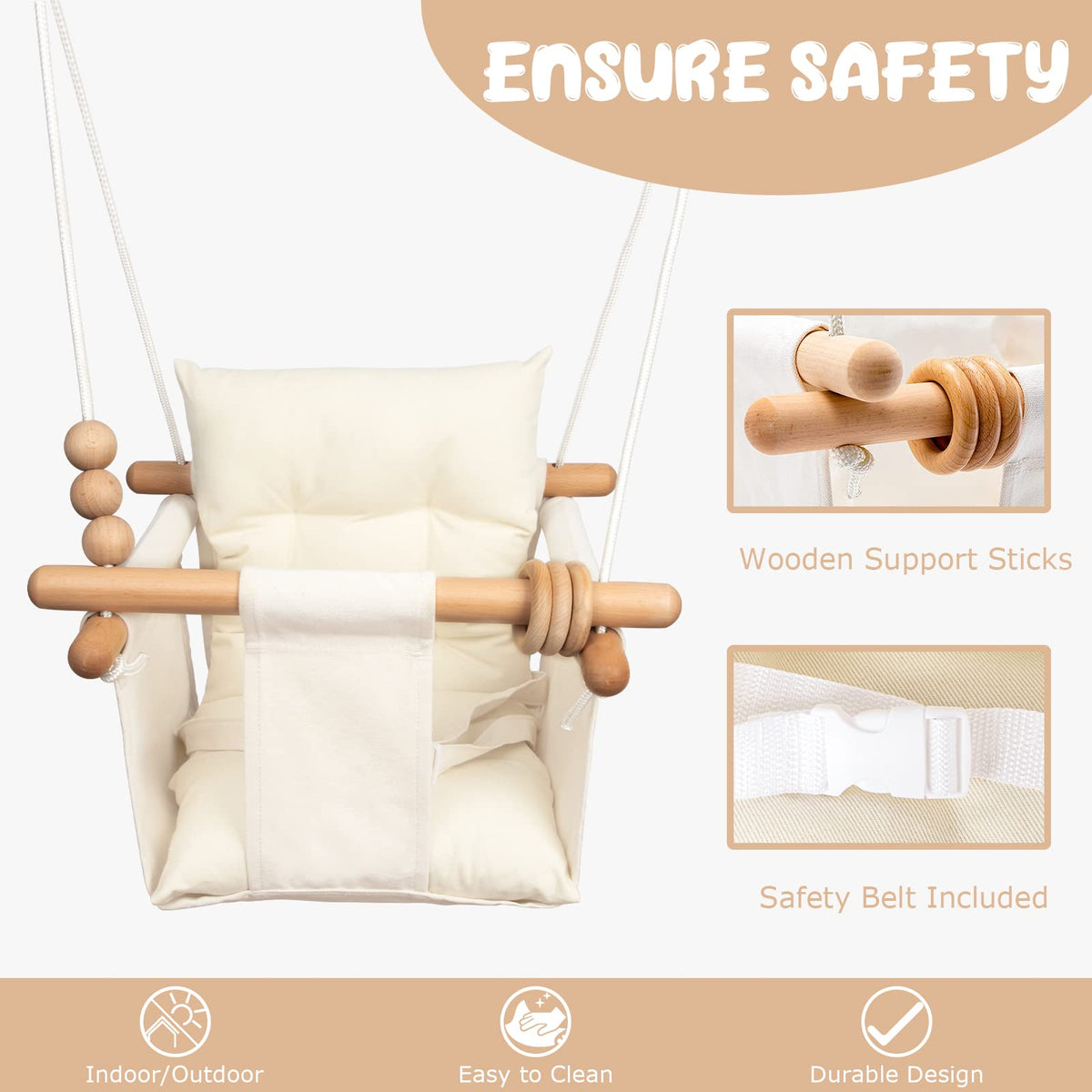 Tislly beech wood frame with marine-grade rope for sturdy outdoor use