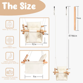 Tislly toddler swing with soft canvas cushion for comfy rides