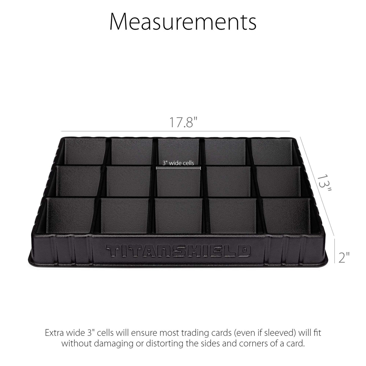 TitanShield black stackable tray for retailers and collectors to organize sleeves.
